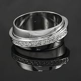Silvertone CZ Accented Fashion Ring, 7