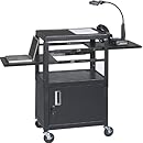 Balt Dual Adjustable Height Laptop Cart with 2 Pull-Out Shelves and a Locking Cabinet
