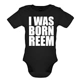 I Was Born Reem - Babygrow / Bodysuit - 7 Colours - Black - 3-6 Months