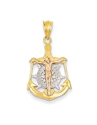 14K Three Tone Gold Mariners Crucifix Pendant. Metal Wt- 2g