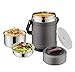 Insulated Lunch Container with Handle for Hot Food? Stays Hot/Cold Around 5 Hours 3 Compartment BPA-Free Insulation Food Jar 1.5L/54oz Black