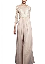 A-line Scoop Neck Cocktail Floor Length Satin Pleated Mesh Lace Beaded Long Sleeves Homecoming Dress/Pageant Dress/Prom Dress/Party Dress/Wedding Dress 