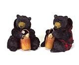 IMAGE OF Pack of 4 Rustic Lodge Sitting Black Bear Christmas Figures in Red Plaid 8