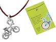 Lucky Feather "Enjoy the Ride" Lucky Red String Bicycle Charm Necklace on Inspirational Gift Card