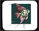 Decorated Mouse Pad with green, sea, striped, angelfish, ocean, fish
