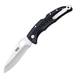 SOG Specialty Knives & Tools SP21-CP Sogzilla Knife with Straight Edge Folding 3.8-Inch Steel Clip Point Blade and GRN Handle, Satin Finish