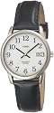 Timex Men's Easy Reader Black Leather Strap Silver-Tone Case Watch #T2H281