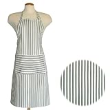 Basic Style Apron - Narrow Olive Stripes by 