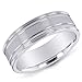 14K White Gold Double Ridged Men's Wedding Band