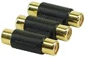 3x Gold YUV Kompakt Adapter Kompaktadapter 3 Cinch-Kupplungen - 3 Cinch-Kupplungen  Chich Cinch Cynch Chynch  vergoldet Gold