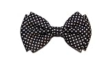 Polyester Nerd Polka Dota White Bow Tie - Black (One Size)