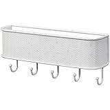 InterDesign Twillo Mail, Letter Holder, Key Rack Organizer for Entryway, Kitchen - Wall Mount, White