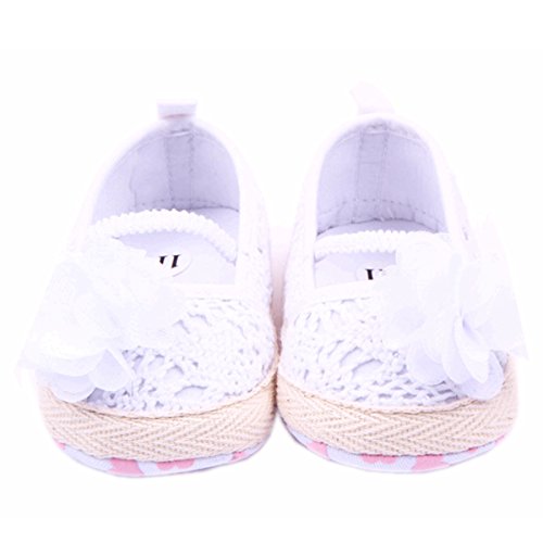 M2cbridge Baby Girl's Bow Dress Shoe Infant Toddler Pre-walker Crib Shoe (6-12 Months, White knit)