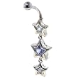 Pugster Belly Navel Ring Dangling Lavender Cz Stars February Belly Navel Ring Body Jewelry