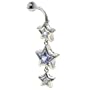 Belly Button Rings Dangling Lavender Cz Stars February Belly Navel Ring Body Jewelry