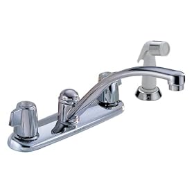 Delta Classic 2400 Two Handle Kitchen Faucet with Spray, Chrome