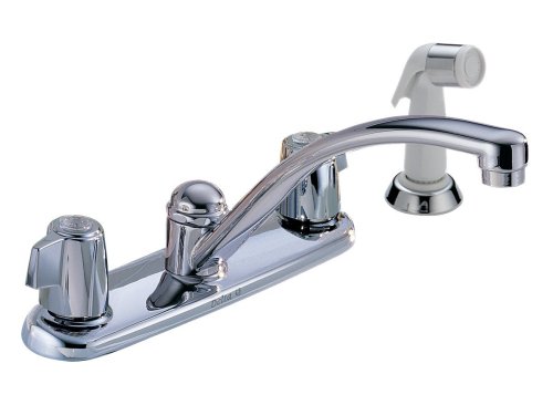 Delta Classic 2400 Two Handle Kitchen Faucet with Spray, Chrome