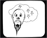 Mouse Pad with man, black and white , Middle East , Arabia, cartoon, comic, beard, stars