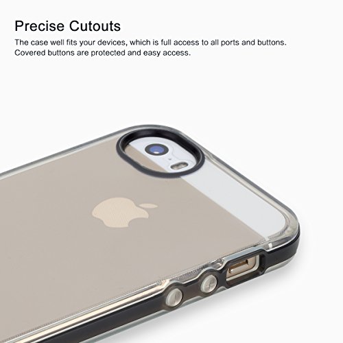 iPhone SE Case, ROCK® MOOST [Joyful Series] Clear Bumper Combo High Flexible Protective Case for iPhone SE / iPhone 5s(Clear Black)
