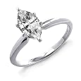 10k White or Yellow Gold Marquise Solitaire Diamond Ring (1/4 ct, J-K Color, I2-I3 Clarity)