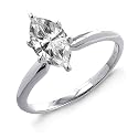 14k White or Yellow Gold Marquise Solitaire Diamond Ring (1/4 ct, I-J Color, I1-I2 Clarity)