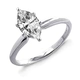 10k White or Yellow Gold Marquise Solitaire Diamond Ring
