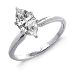 10k White or Yellow Gold Marquise Solitaire Diamond Ring (1/2 ct, J-K Color, I2-I3 Clarity)