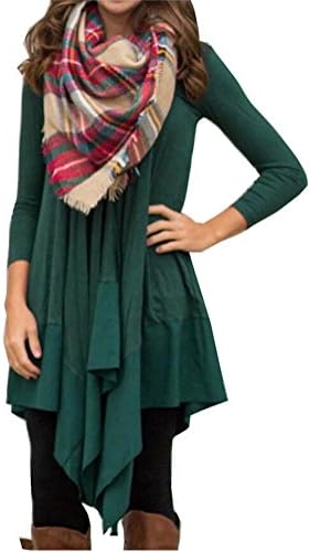Ibagstyle Womens Asymmetrical Big Hem Causal Long Sleeve Tunic T-shirt Dress