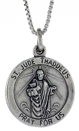 Sterling Silver Oxidized  St. Jude  Pendant