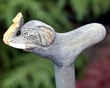 Hand Carved & Painted Wood Elephant Walking Stick Cane