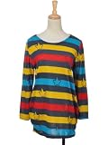 Anna-Kaci Free Size Fun Multicolored Stripe Pattern Stamped Stars Sweater Dress