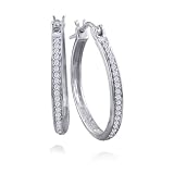 1/4ct tw Diamond Hoop Earrings in Sterling SIlver 1