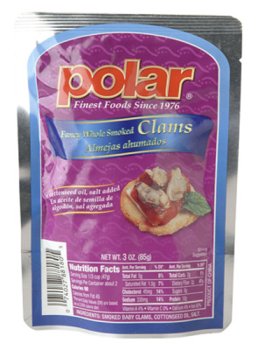 12 Pack Case of 3 oz. Smoked Clams Pouch by Smoked Fish