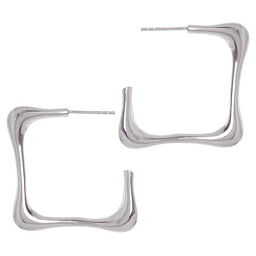 Sterling Silver Contempory Square Post Hoop Earrings