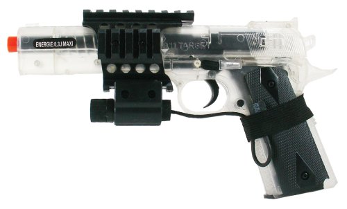 Soft Air Colt 1911 6'' Target Model Spring Powered Airsoft With Laser (Clear)