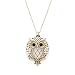 Antiqued Gold Tone Owl Crystal Glass Magnifier Pendant Necklace Magnifying