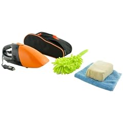 FK Automotive FKRI001 Kfz Reinigungs Set 4-teilig von FK (Staubsauger,Mikrofasertuch+Wedel,Lederschwamm)