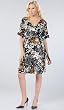 Olian "Betsy" Empire Cross Front Print Dress with Ruffle Sleeves