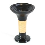 EXP Contemporary Handmade Jet Black Ceramic Candleholder With Natural Bamboo Detail