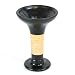 EXP Contemporary Handmade Jet Black Ceramic Candleholder With Natural Bamboo Detail