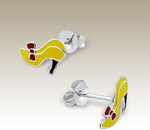 Children Silver Earrings, High Heeled Shoe, Ear Studs, Stering Silver, (E7540)