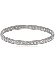 Sterling Silver 4mm Round Cubic-Zirconia, 13cttw, Slip-On Bangle Bracelet, 8.5"