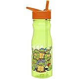 Zak! Designs Tritan Water Bottle with Flip-Up Spout and Straw featuring the Teenage Mutant Ninja Turtles, Break-resistant and BPA-free Plastic, 25 oz.