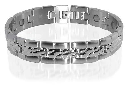 Mens Stainless Steel Magnetic Golf Bracelet 8 ” Long with Fold over Clasps