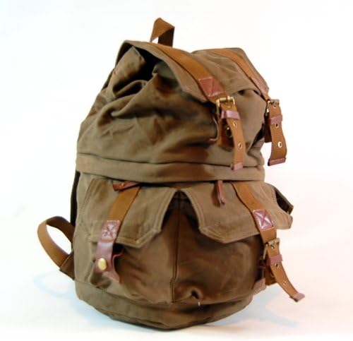 "California" Canvas Laptop Backpack with Split Upper &amp; Lower Storage - Army Green
