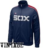 Nike Chicago White Sox Navy Blue Play At Third Cooperstown Full Zip Track Jacket (X-Large)