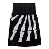 IMAGE OF White Skeleton Hand Black Knit Half Finger Gloves