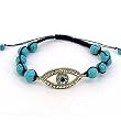 Goldtone Imitation Turquoise Evil Eye Friendship Bracelet Fashion Jewelry