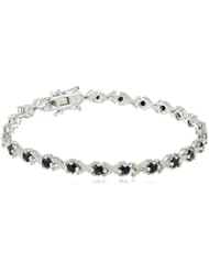 Sterling Silver Black Sapphire and Diamond Bracelet (0.02 cttw, H-I Color, I2-I3 Clarity), 7"
