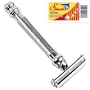 Parker 99R Butterfly Open Double Edge Safety Razor & 10 blades SHARK & BLUEBIRD - Heavyweight + Long Handle!